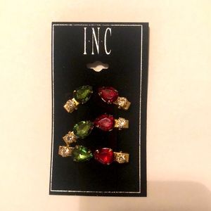 I.N.C diamond and emerald accent clips brand new with tags.